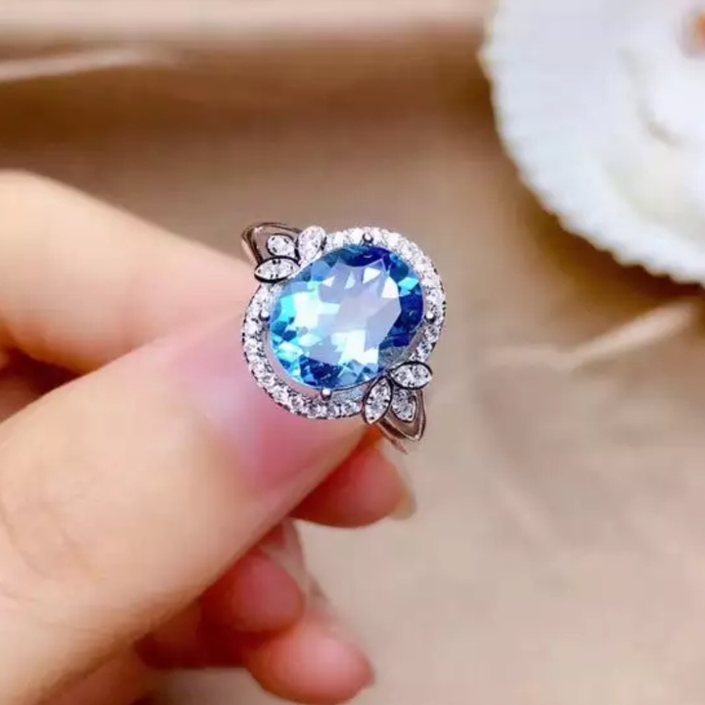 New 925 Silver Royal Oval Cut Sapphire Ring - Picture 1 of 4